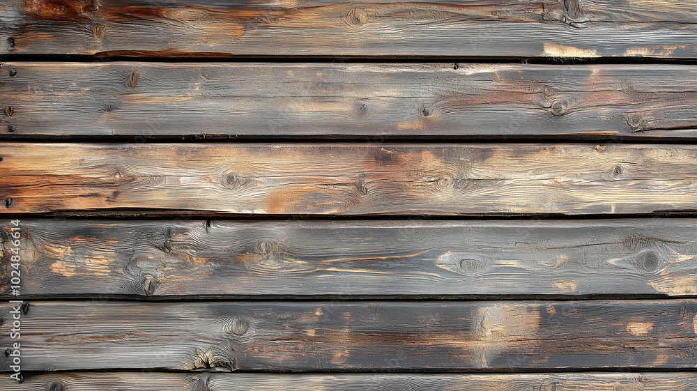 Fototapeta premium Old wooden tight planks background or texture. Wood seamless pattern. 