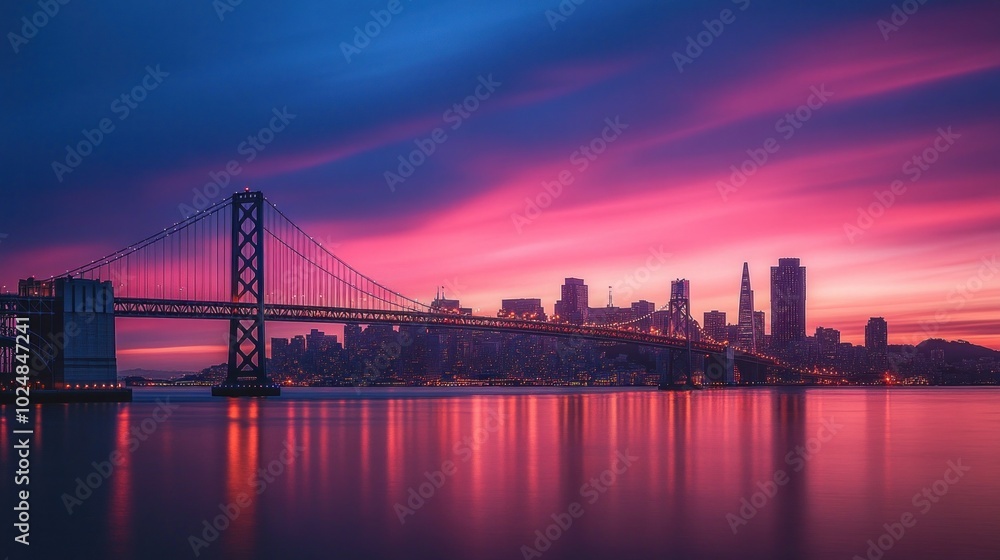 Oakland Bay Bridge and the San Francisco skyline at dusk Oakland Bay Bridge and the San Francisco skyline at dusk