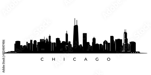 Silhouette of Chicago skyline, contrast and simplicity.