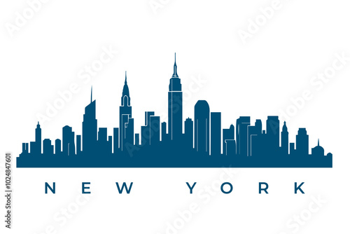 Monochrome skyline silhouette of New York City