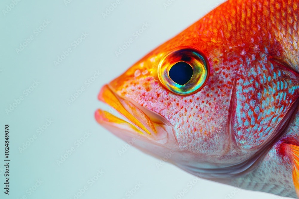 Mystic portrait of Queen Snapper in studio, copy space on right side, Close-up View, isolated on white background Mystic portrait of Queen Snapper in studio, copy space on right side, Close-up View, isolated on white background