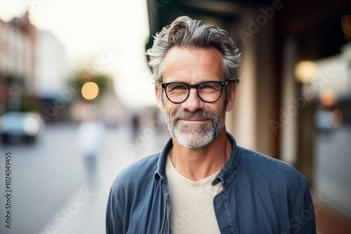 Portrait of a senior man with eyeglasses in the city