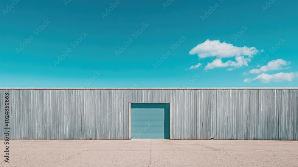 Minimalist shot of an industrial warehouse building, plenty of sky for copy. No people or vehicles Minimalist shot of an industrial warehouse building, plenty of sky for copy. No people or vehicles