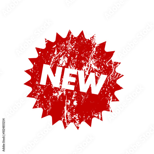 New, novelty - red rubber stamp in grunge effect