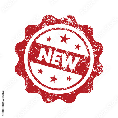 New, novelty - red rubber stamp in grunge effect