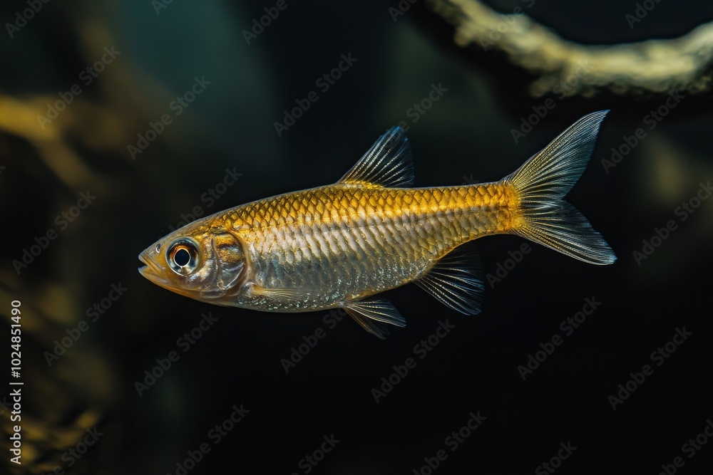 the beside view Araucanian Herring, left side view, white copy space on right, Isolated on dark Background the beside view Araucanian Herring, left side view, white copy space on right, Isolated on dark Background