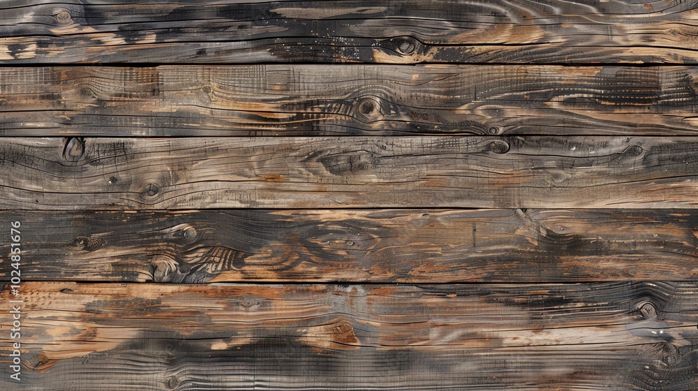 Naklejka premium A close up of weathered, brown wood planks.