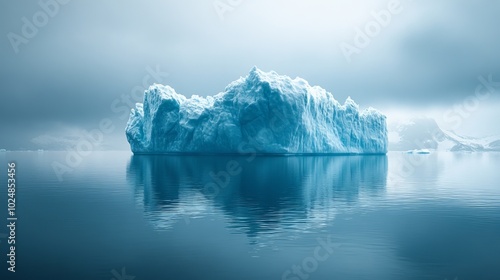 A large ice block floating in the ocean