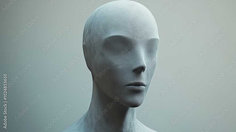 A mannequin head with a face that is very pale and has a very thin appearance A mannequin head with a face that is very pale and has a very thin appearance