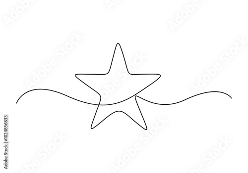 Hand draw doodle stars in one continuous line arts style vector, Star continuous single line drawing vector illustration. Pro vector