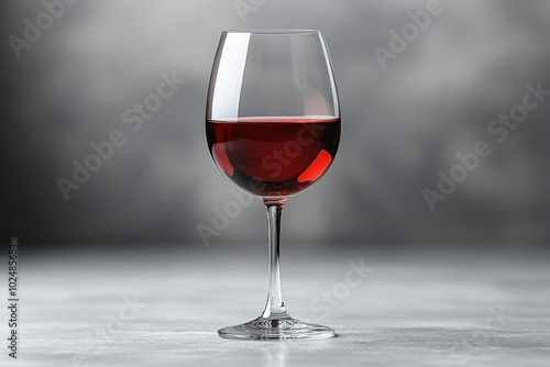 A single wine glass with red wine, symbolizing romance and drama, isolate on white background. 