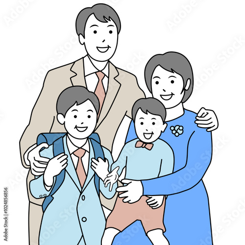 小さな兄弟と両親の温かい家族