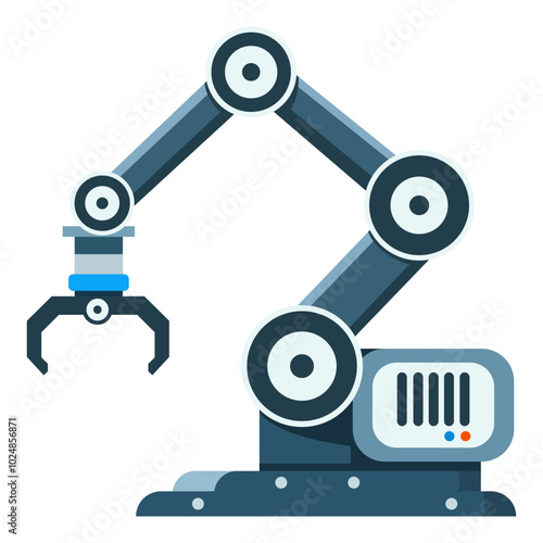 robotic arm industrial automation technology machine, blue color vector illustration template design