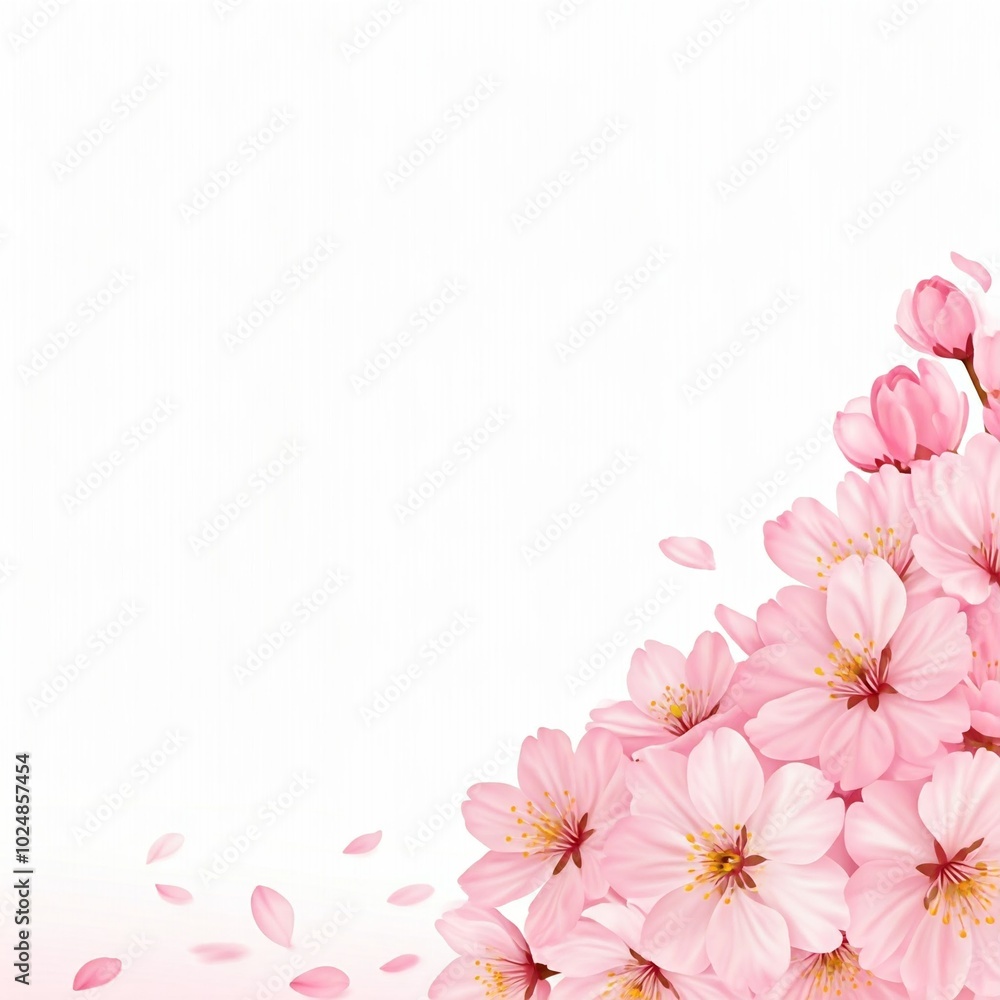 Pink cherry blossoms on a white background. Pink cherry blossoms on a white background.