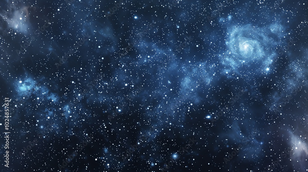 Fototapeta premium A dark blue space background with a white nebula in the center.