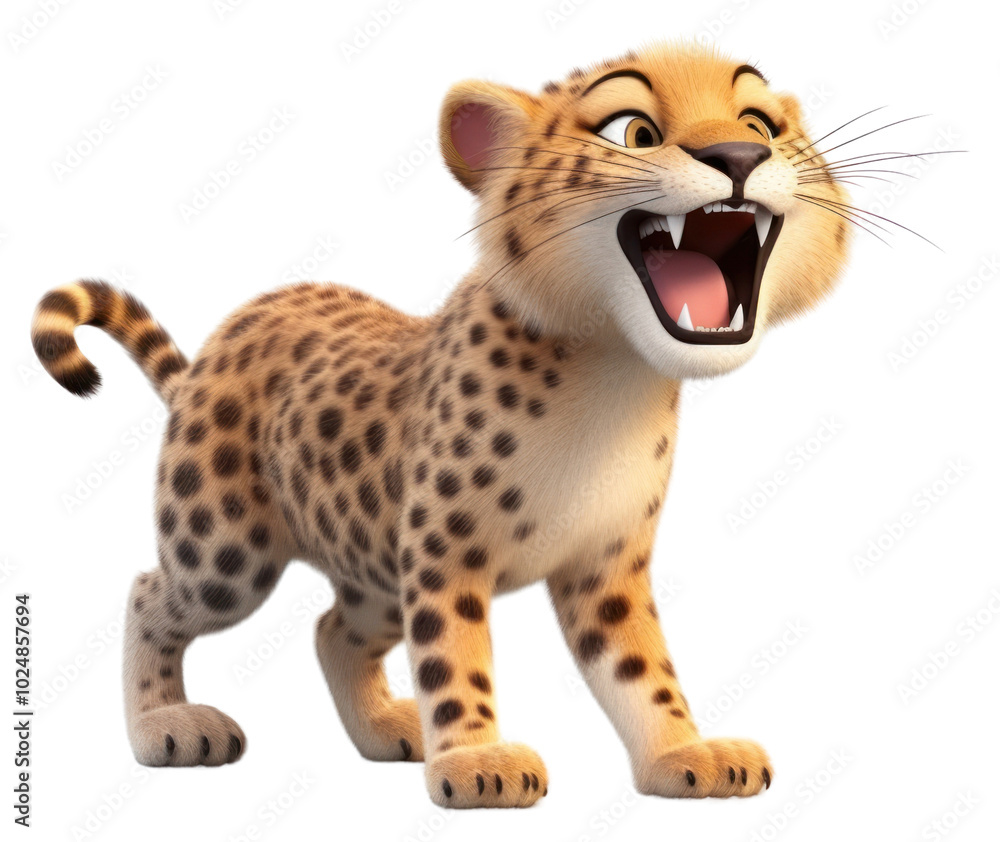 PNG A cute Leopard cheetah leopard roaring.