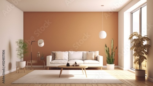 Modern Living Room with Minimalist Decor and a Touch of Nature
