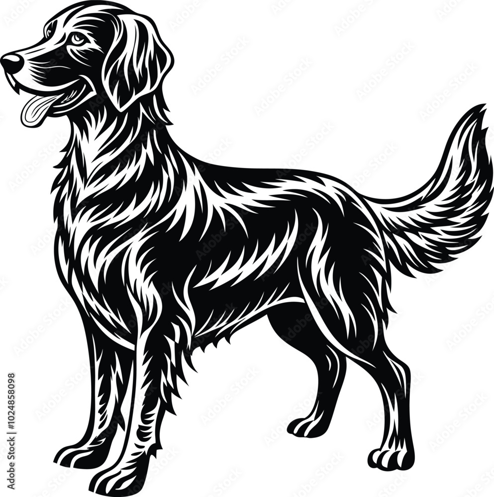 Obraz premium labrador retriever dog silhouette vector design,isolated on a white background.