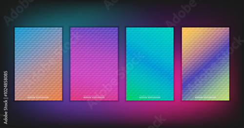 Abstract geometric composition forms modern background with decorative triangles and patterns backdrop vector illustration set