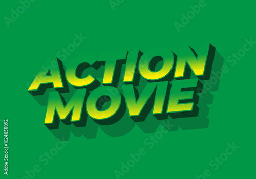 Action movie. Text effect in 3D look with modern colors