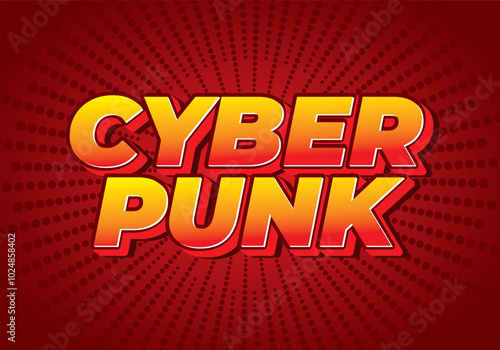 Cyber punk. Text effect in bold fonts with 3D style