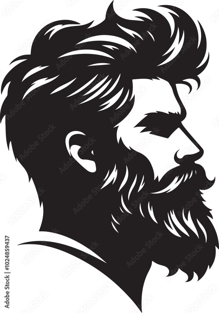 Bearded man silhouette. Handsome bearded man Bearded man silhouette. Handsome bearded man