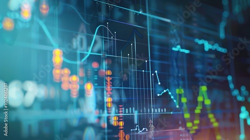 Close-up digital screen showing line graph with upward and downward trends, symbolizing cancer research progress and setbacks, medical charts and scientific symbols in background.