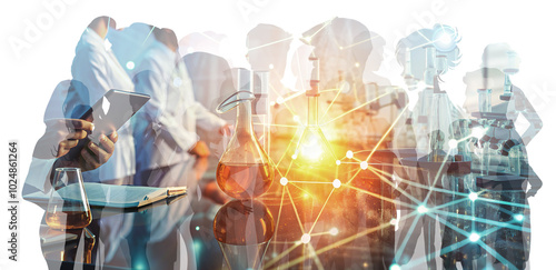 Verbindungen und Studien Medizin und Wissenschaft - Silhouetten von Menschen - Team zur Entwicklung von Medikamenten und Heilmitteln für die Gesellschaft