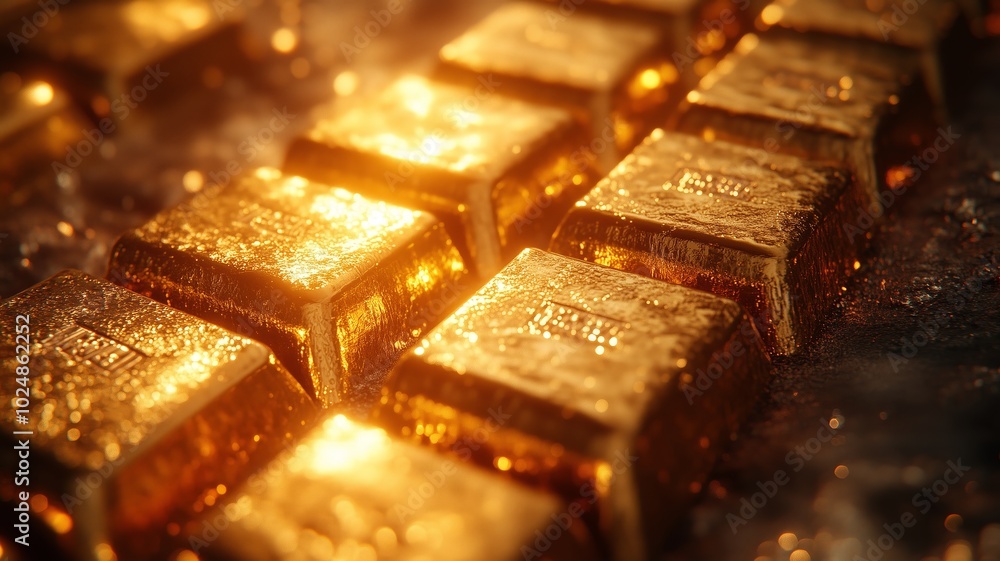 Golden Ingots Reflecting Warmth and Wealth - Made with Generative AI Golden Ingots Reflecting Warmth and Wealth - Made with Generative AI