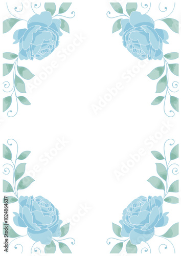 青いバラのかわいいフレーム