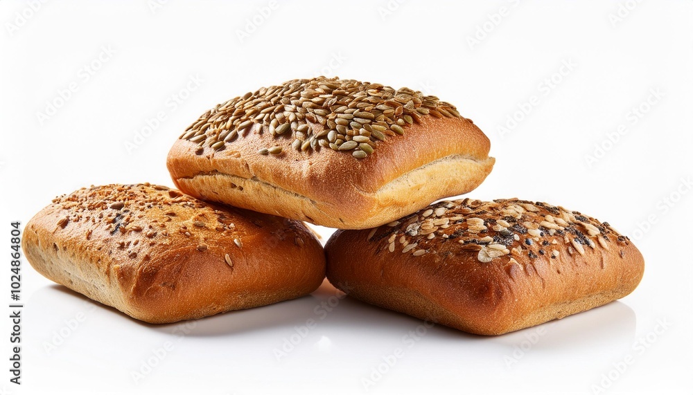 stack of breads with seeds isolated on white background stack of breads with seeds isolated on white background