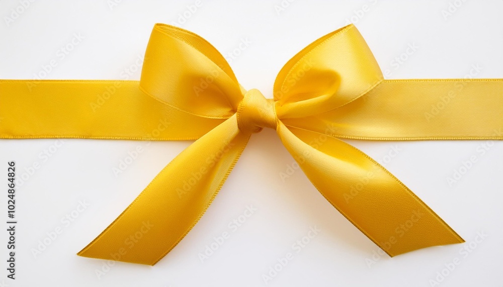 vibrant yellow ribbon tied in a perfect bow with delicate loops and subtle texture against a soft white background conveying celebration and joy vibrant yellow ribbon tied in a perfect bow with delicate loops and subtle texture against a soft white background conveying celebration and joy