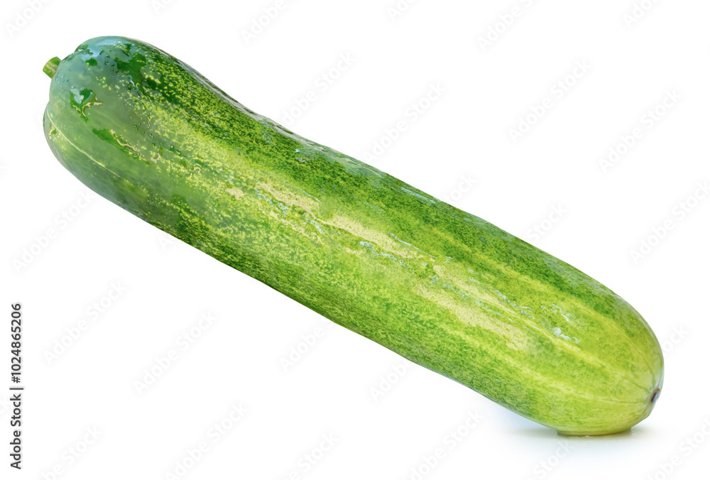 Side view of fresh long green cucumber isolated on white background with clipping path Side view of fresh long green cucumber isolated on white background with clipping path