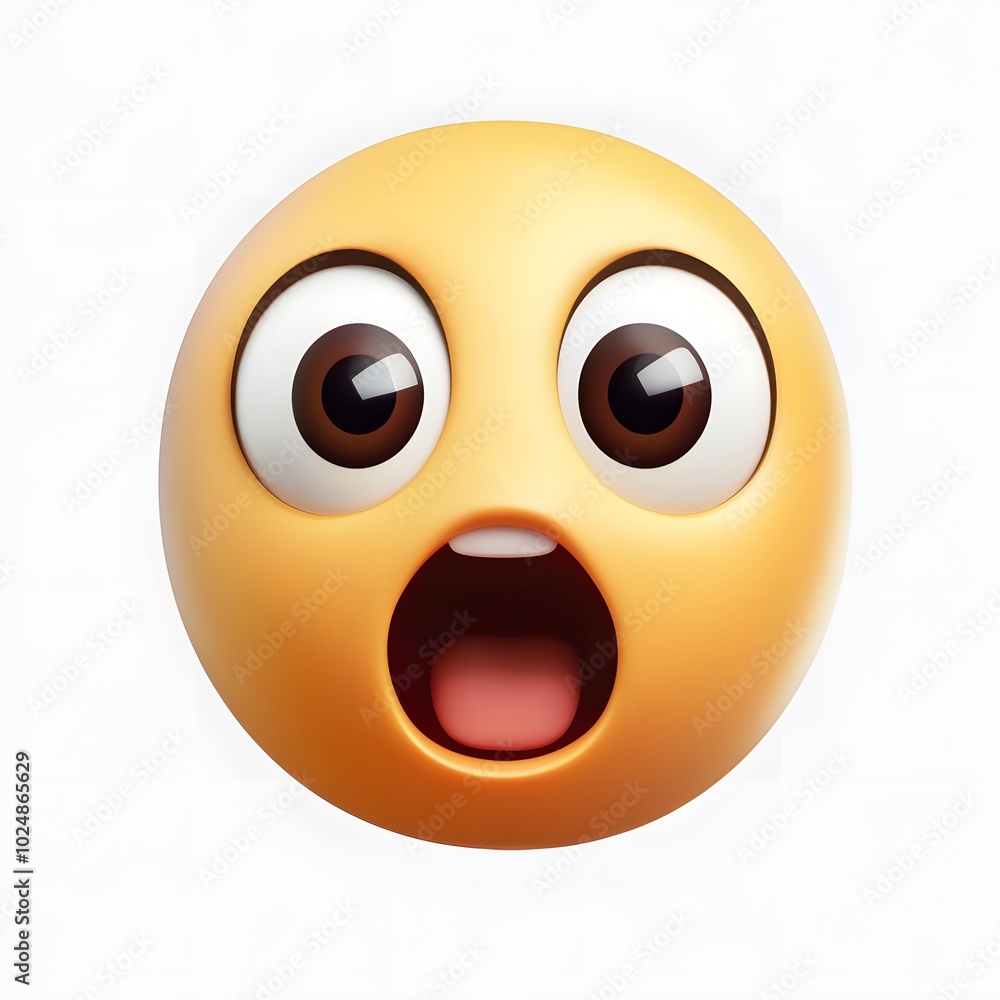 Fototapeta premium A surprised emoji with wide eyes and an open mouth