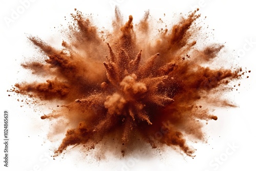 bright chocolate paint color powder festival explosion burst isolated white background