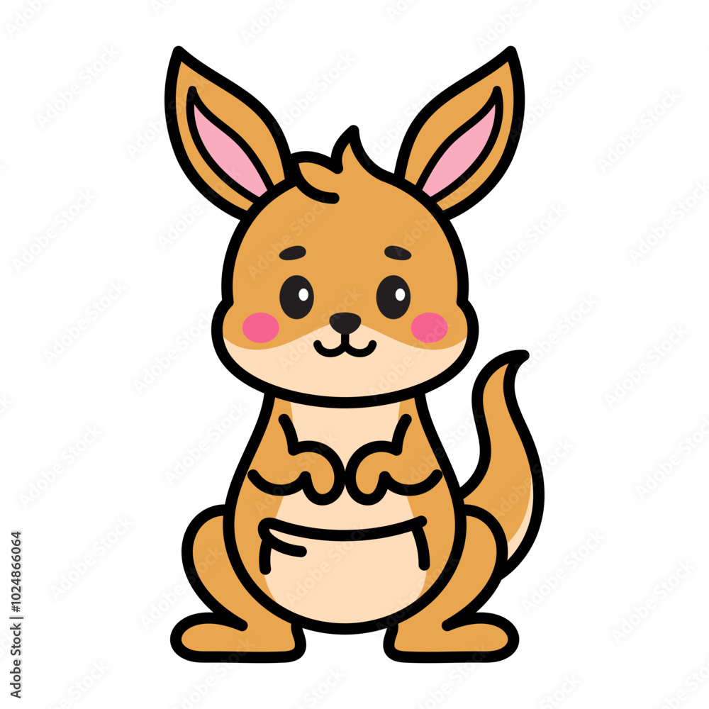 Fototapeta premium Cute Kangaroo Cartoon Illustration Vector