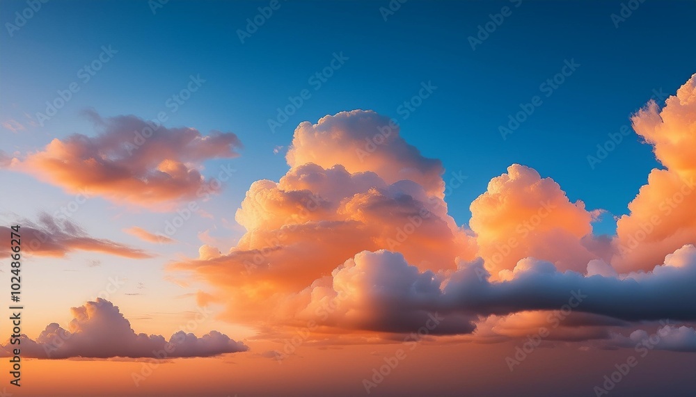 Obraz premium beautiful orange clouds in the blue sunset sky