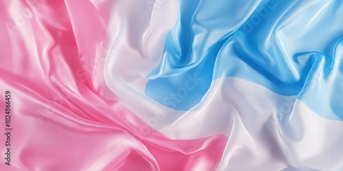 Trans Flag. Transexual Pride Flag Fabric in Blue, Pink, and White Colors