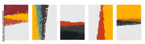 Colorful grunge flayers, banners for notes, ad or announcement with place for photos. Vector illustration.
