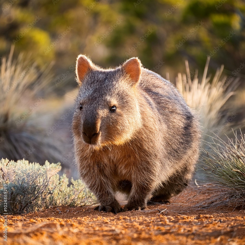 Naklejka premium the southern hairy nosed wombat is one of three extant species of wombats it is found in scattered areas of semiarid scrub and mallee from the eastern nullarbor plain to the new south wales border