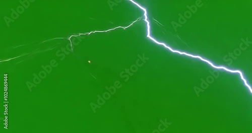 Lightning Strike on Green Screen Chroma Key Background Full HD 4k Video Download