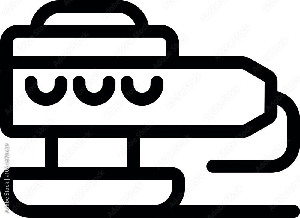 Electric hand planer working on wooden plank icon, woodworking equipment concept