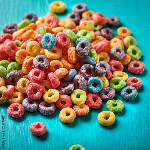 colored cereal loops texture