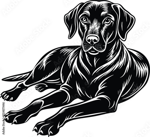 labrador retriever dog silhouette vector design, isolated on a white background.