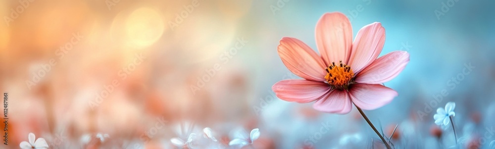 Pink flower that is in the middle of a field Pink flower that is in the middle of a field