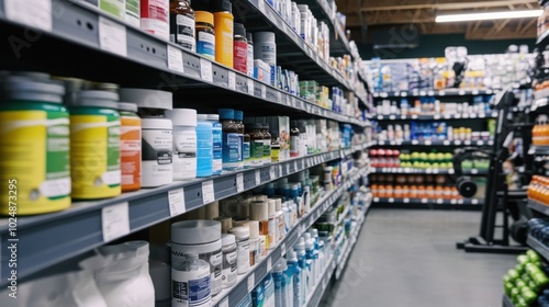 Wallpaper Mural Drugstore Health and Fitness Section with Supplements and Workout Gear Torontodigital.ca