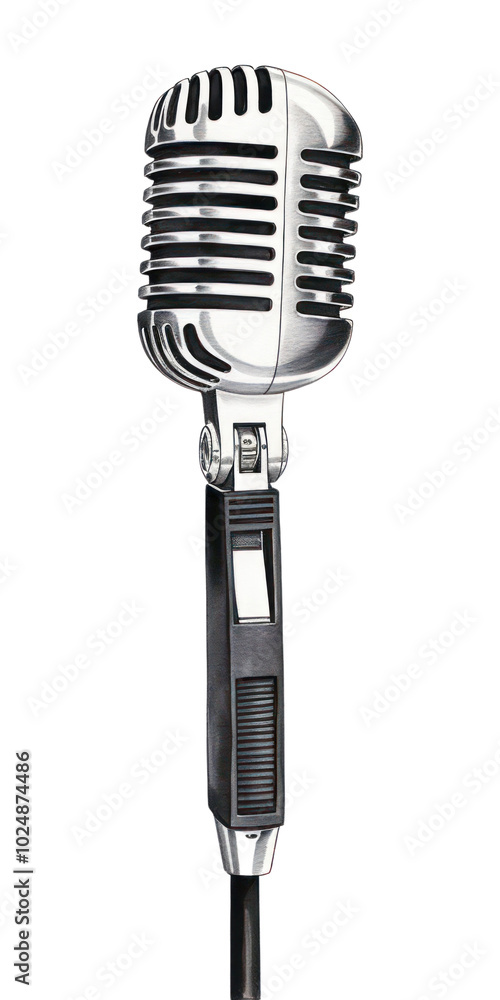 Fototapeta premium PNG Black microphone white background performance technology.