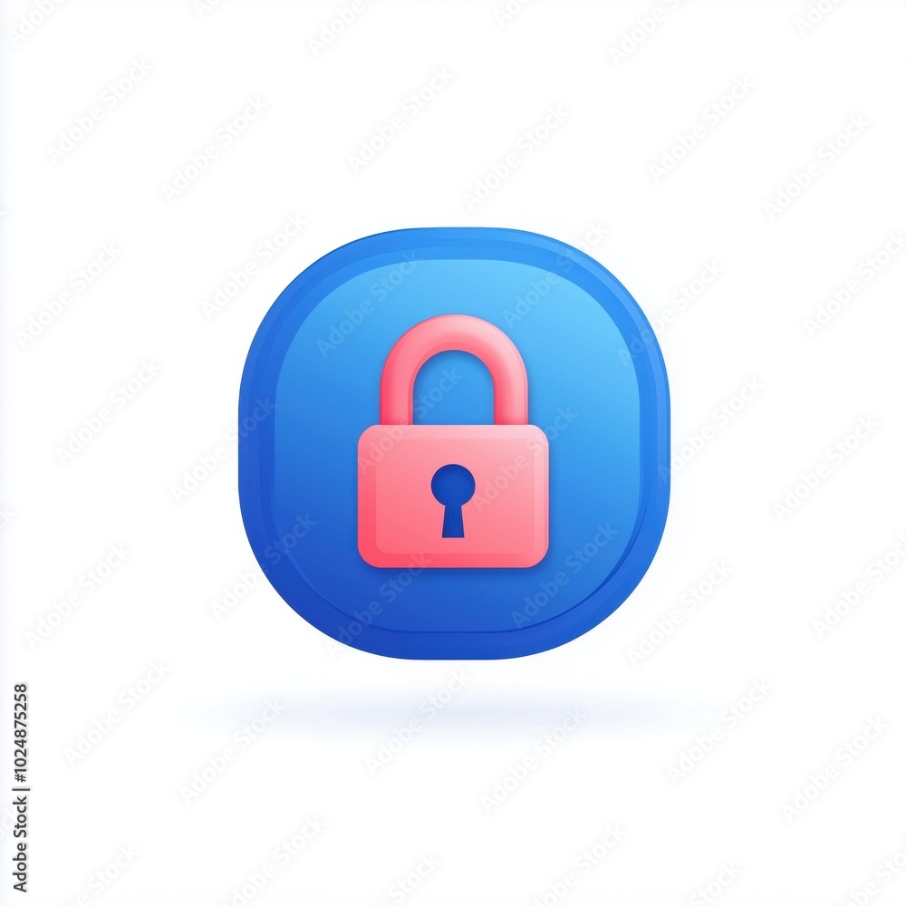 Blue lock icon on a clean white background, symbolizing security and protection. Blue lock icon on a clean white background, symbolizing security and protection.