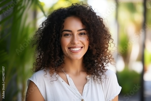 Portrait of a beautiful young african american woman smiling.