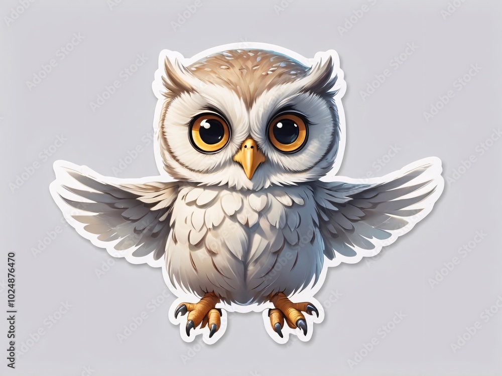 Obraz premium Adorable chubby baby bird sticker cute white ghost flying white background generative ai